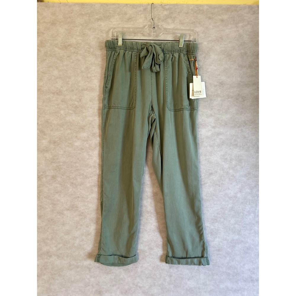 Cynthia Rowley Green Lyocell Drawstring‎ Jogger Pants Vintage Look Womens Medium